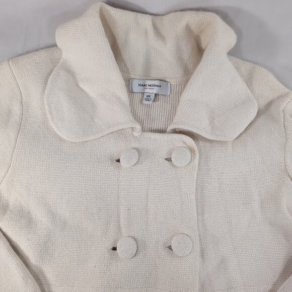 Isaac Mizrahi Target Wool Rabbit Hair Collared Cream Button Sweater Cardigan XXL - Picture 2 of 13
